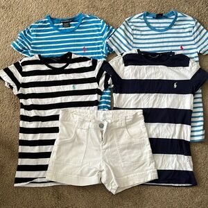 Ralph Lauren Sport- T-shirt bundle -black navy teal white stripe- Small fit